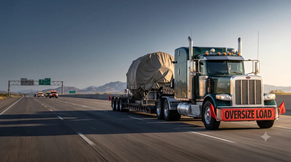 Oversize heavy-haul truck on a US highway